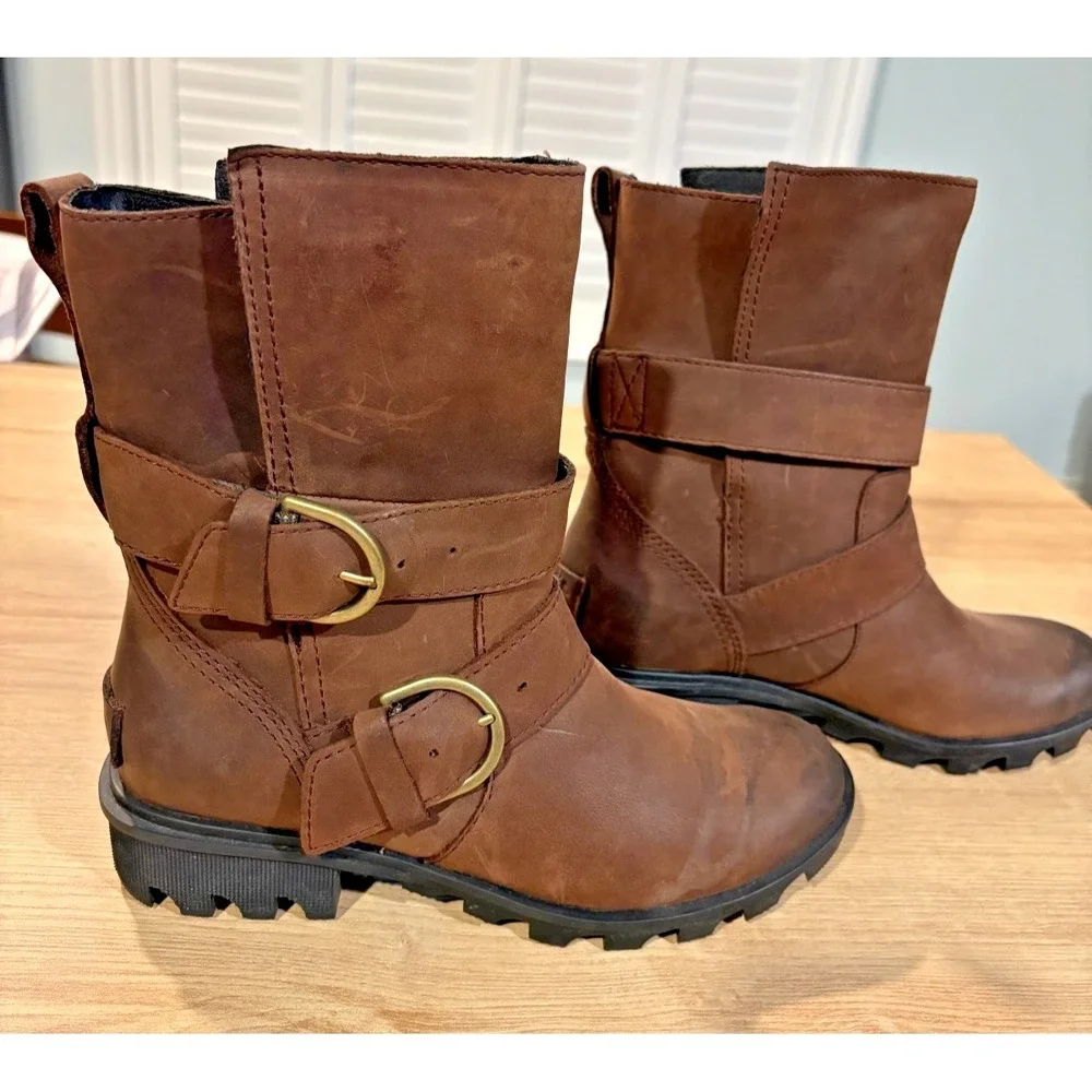 Sorel Womens brown mid calf‎ slip-on waterproof boot outdoors 5.5